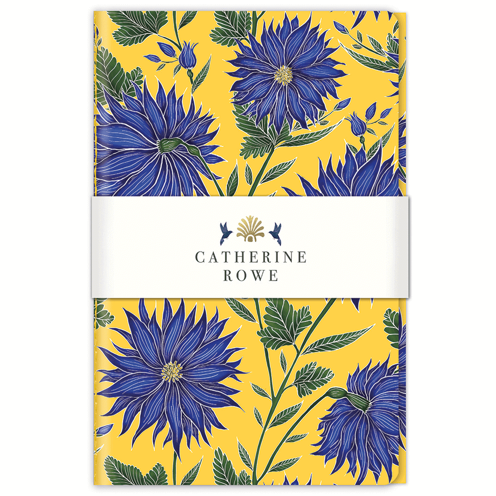 Catherine Rowe Blue Flowers Stitched Notebook